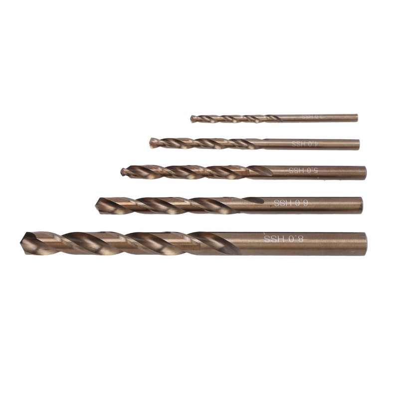 5Pcs Straight Shank Twist Drill Bit HSS 3 4 5