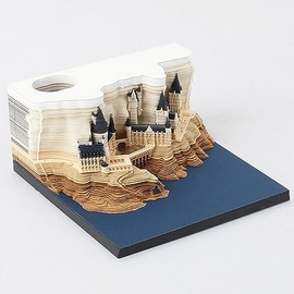 Bloc de Notas 3D, Notas Adhesivas 3D DIY, Bloc de Notas de Arte Tallado, Castillo Mgico con Luz, Rasgable, Castillo Revelador, Pegatinas Creativas,...