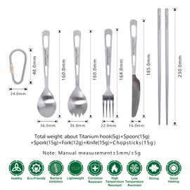 Boundless Voyage Ultra light Titanium Camping Cutlery Set 5 Pcs