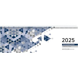 Zettler - Desk Landscape Calendar 2025 Blue, 29.6 x 9.9 cm, Office Calendar with 60 Pages, Daily, Weekly and Interest Day Counting, Tax Dates, Spiral Bound and International Calendar