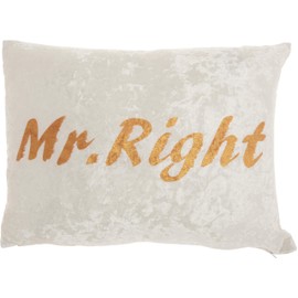 Mina Victory Luminescence Mr Right Ivory 12" x 18" Throw Pillow