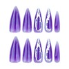 MERVF Long Stiletto Press on Nails Fake Nails Purple Aura