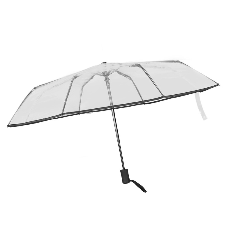 Compact Umbrella Black Transparent Automatic Design Sturdy Structure Travel Umbrella