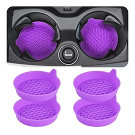 Zpana 4PCS Car Cup Holder Coasters, Silicone Non-Slip Vehicle Cup Recessed Mats, Sift-Proof Automotive Interior Drink Insert Decor Accessories, Universal for SUV, Sedan, Truck (Purple)