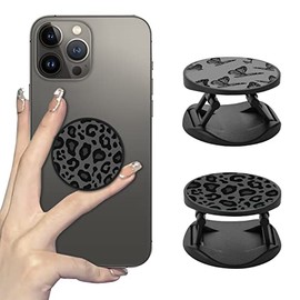 DaBuBu 2 Pack Phone Finger Expanding Stand Holder Kickstand Hand Grip Widely Compatible with Almost All Phones and Cases- Black Leopard&Butterly