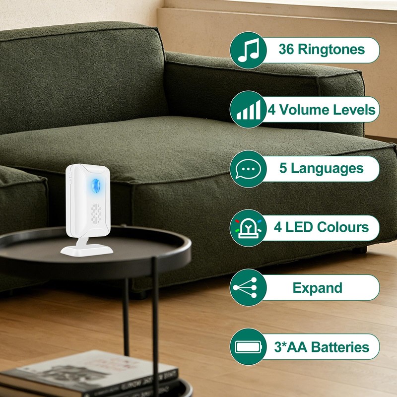 Cruxer Door Chime, Wireless Door Open Contact Sensor Alarm for