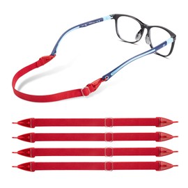 lvvfit Kids Glasses straps-Adjustable Glasse Strap Sports eyeglasses Straps Sunglasses Straps for Kids Toddler Boys Girls, 4pcs Red, Small