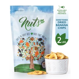 NUTS U.S. - Banana Chips | Dried and Sweetened | All Natural | Vegetarian | Non GMO and Gluten Free | Packed in a Resealable Bag (2 LBS)