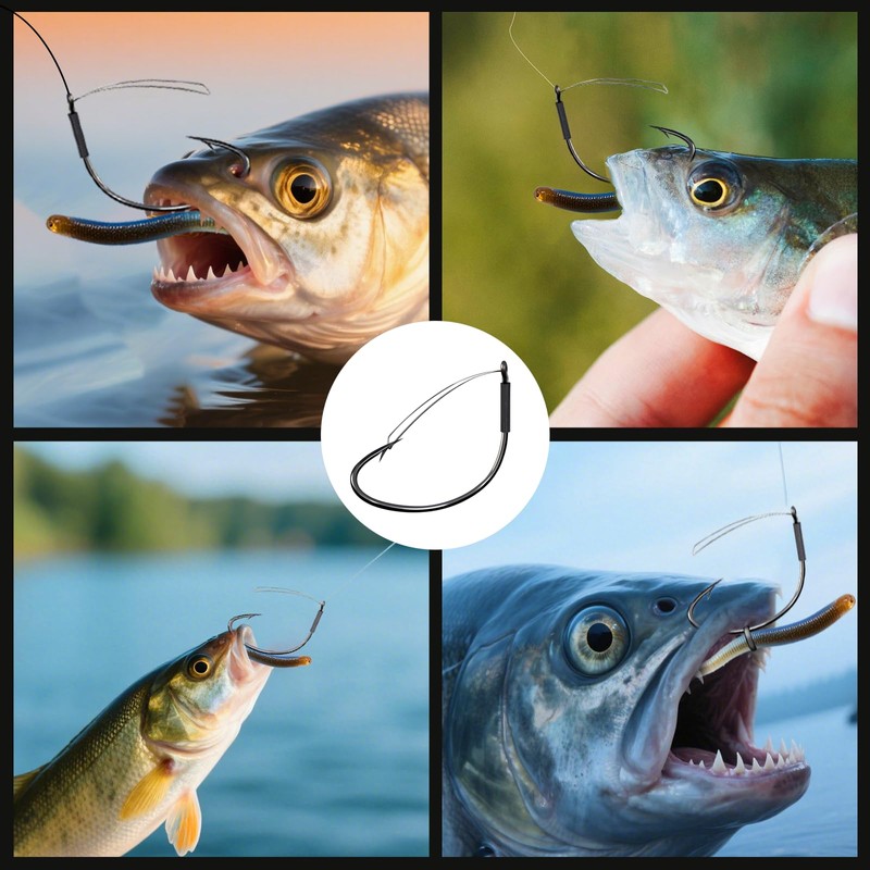 FishTrip Weedless Wacky rig Hooks, 30pcs Wide Gap Wacky Worm