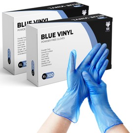 eatasty Disposable Gloves, Size XL, Pack of 200, Blue Vinyl Gloves, Powder Free, Latex Free, Comfortable Fit, Suitable for Food Handling, Cleaning, Hairdressing & Multi-Purpose Use
