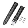 Moran Genuine Leather Watch Band, Quick Release, Polished, Deployment Buckle,