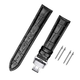 Moran Genuine Leather Watch Band, Quick Release, Polished, Deployment Buckle, For Men and Women, 18 mm - 24 mm, Calf Leather, Replacement Watch Strap, Waterproof, Sweatproof