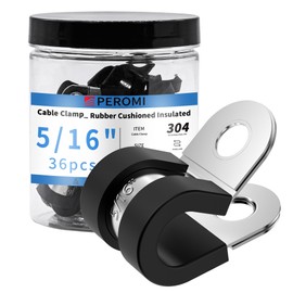 PEROMI 36PCS 5/16" Cable Clamps with updated Riveted Reinforce, 304 Stainless Steel Rubber Cushioned Insulated Clamp, Loop Clamps, Pipe Clamps, Metal Wire Clamps