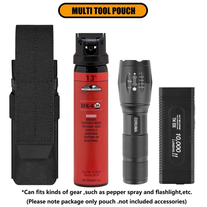 KRYDEX Flashlight Holster, Molle OC/Mace Spray Holder Adjustable Torch Carrier