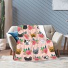Cute French Bulldog Blanket Floral Dog Soft Cozy Flannel Throw