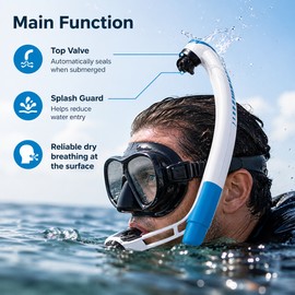 Dry Snorkel for Adult Swimming & Diving – Splash Guard Tube with Top Valve for Snorkeling and Open-Water Use