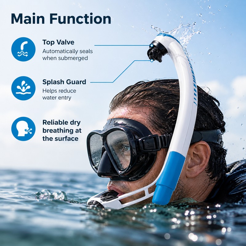 Dry Snorkel for Adult Swimming & Diving – Splash Guard