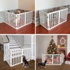 ZJSF Freestanding Indoor Dog Gate for House Foldable Wood White