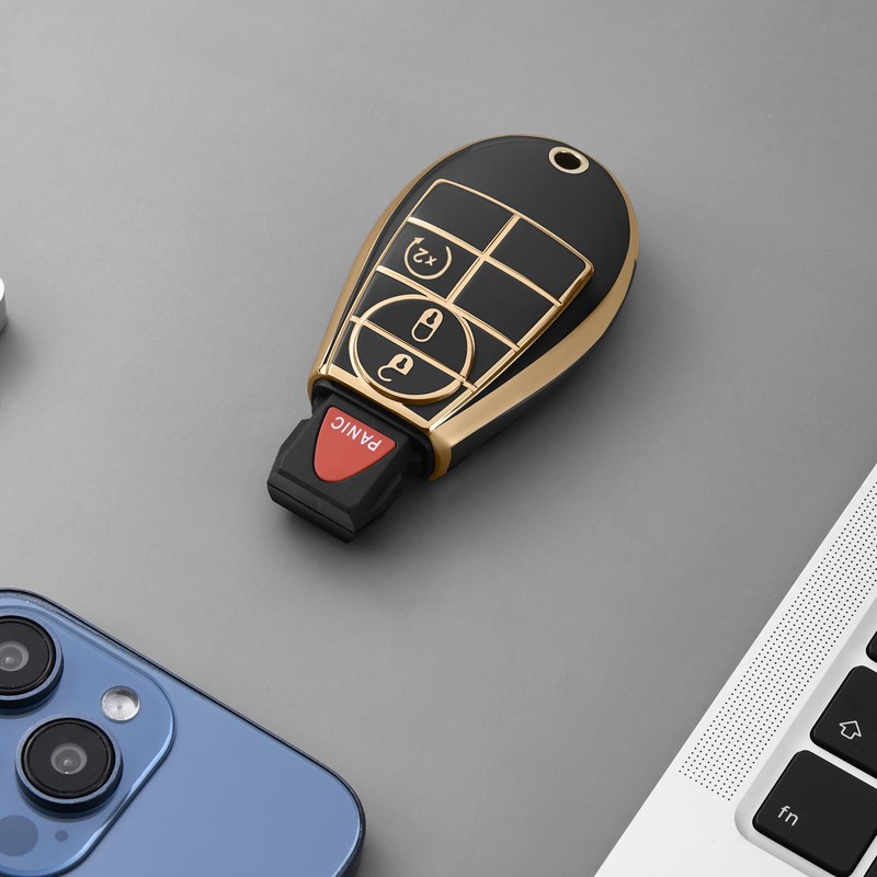 ELOHEI Key Fob Cover for Dodge, Premium Soft Full Protection