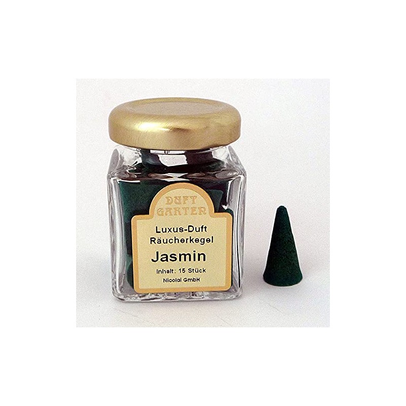 Jasmine Incense Cones in Glass Pack of 15