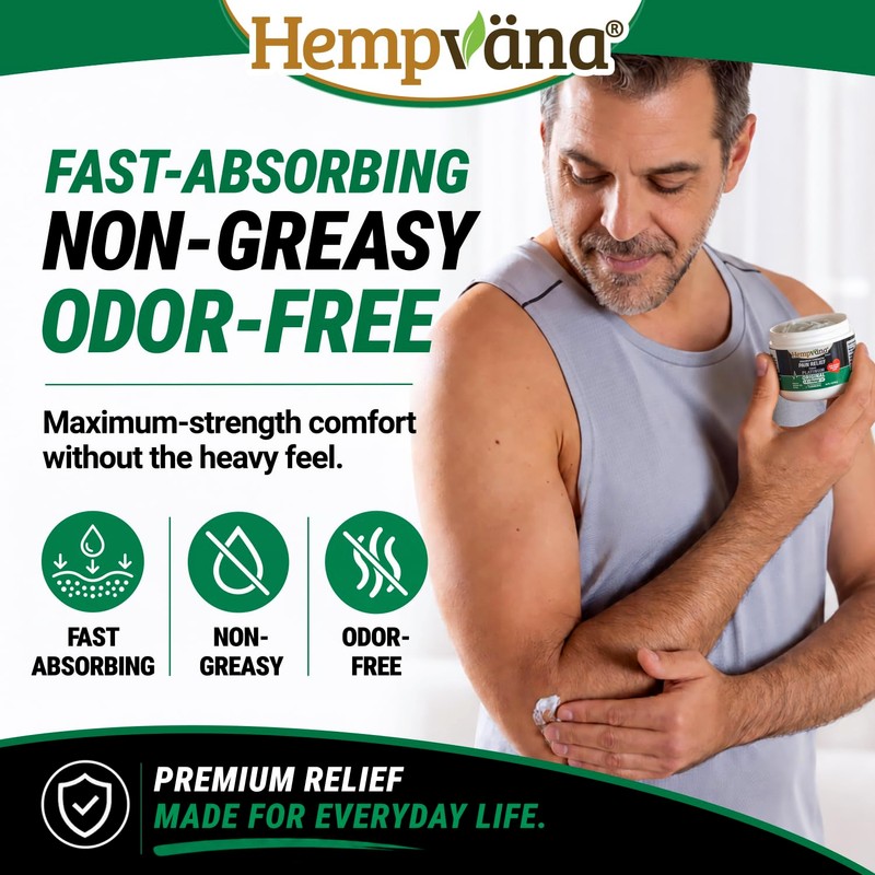 Hempvana Platinum Max Strength Relief Cream, 4X Hemp, Odor-Free, Non-Greasy