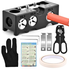 11 in 1 Billiards Pool Cue Tip Shaper, Portable Pool Cue Tips Repair Kit Pool Cue Tip Tool Professional Cue Stick Tool Kit for Replacement and Shaping Cue Tips(Black)