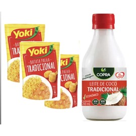 Batata Palha Brasileira Tradicional Yoki 105 g | Pack of 3 x 105g + Leite de Coco Brasileiro Tradicional Copra 200ml | Brazilian Coconut Milk | Brazil in Texas Bundle