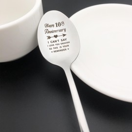 10th Anniversary Spoon Gifts for Him Her 10 Year Anniversary Present for Boyfriend Girlfriend 10th Wedding Anniversary Spoon Gift for Wife Husband Couple 10 Year Marriage Gift