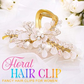 CAKURE Flower Claw Clips Metal Hair Clips Wedding Hair Claw Clip Fancy Hair Accessories for Women