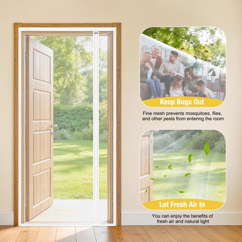 CHIYUNS White Reversible Left Right Side Opening Screen Door, Mesh