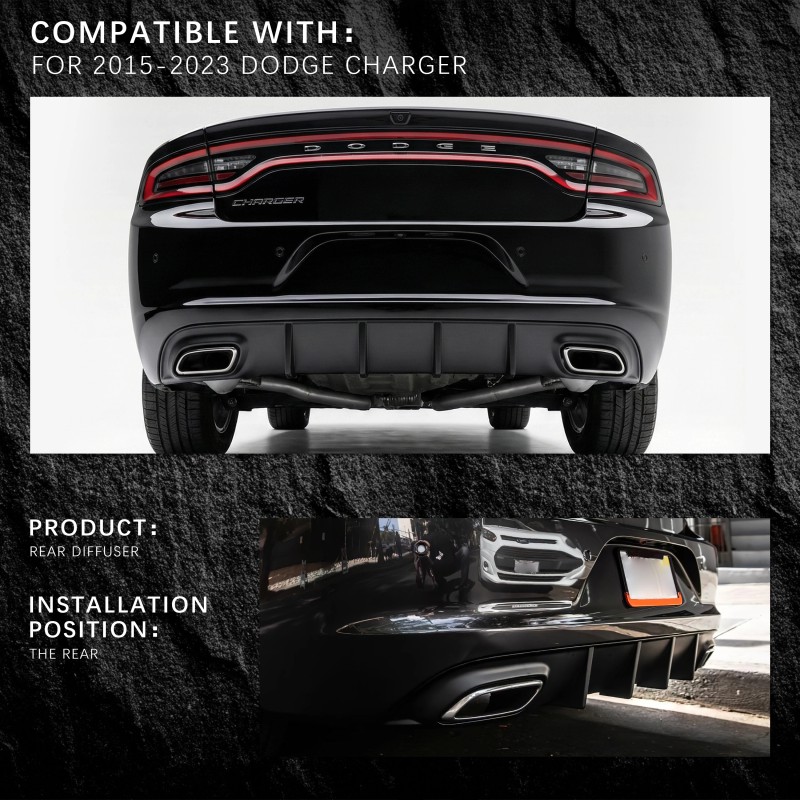 Rear Diffuser Compatible for 2015-2024 Dodge Charger RT & SXT