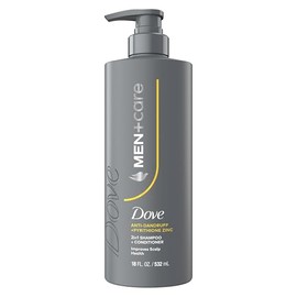DOVE MEN+CARE Champú 2 en 1 + acondicionador anticaspa 1 unidad para mejorar la salud del cuero cabelludo, con piritiona de zinc, 18 onzas