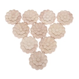 Wood Carved Onlays Appliques, MUXSAM Unpainted Wood Rosettes Fancy Carving Furniture Decals for Door Wall Mirror Fireplace Stairs Cabinet Cupboard Dresser Bed Wardrobe DIY Decor, 8cm/3.15", 5-Pack