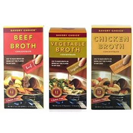 Savory Choice Variety Pack Chicken, Vegetable, & Beef Broth 5.1 Oz (1 of each)