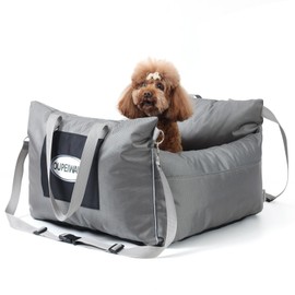 OUPEIWAWA Dog Car Seats for Small & Medium Dogs, Waterproof Dog Booster Seat with Storage Pockets Soft Travel Bed with Clip-On Safety Dogs Leash and Secure Straps Puppy Travel Carrier Bed，Gray