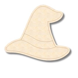 Unfinished Wood Etched Witch Hat Shape | Paint by Line Crafts | up to 30" DIY 3" / 1/4"