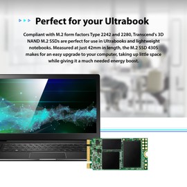 Transcend MTS430 128GB M.2 2242 SATAIII SSD with Dram Cache, Up to 560MB/s, Compatible with Ultrabook/Laptop/PC/Desktop, 3D TLC NAND Flash Internal SSD, LDPC Error Correction, SLC Cache, B+M Key