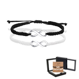 Pulseras Infinito para Parejas Amigos, Regalos Pulsera Acero Inoxidable Símbolo Infinito Cuerda Trenzada, Regalo de San Valentín para Parejas, Pulseras de amistad Mujeres y Hombres
