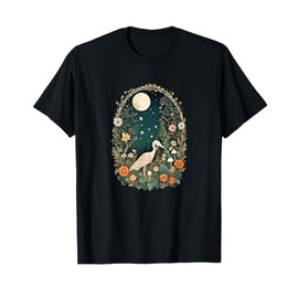 Aesthetic Goblincore and dark Cottagecore Mushroom Moon Bird T-Shirt