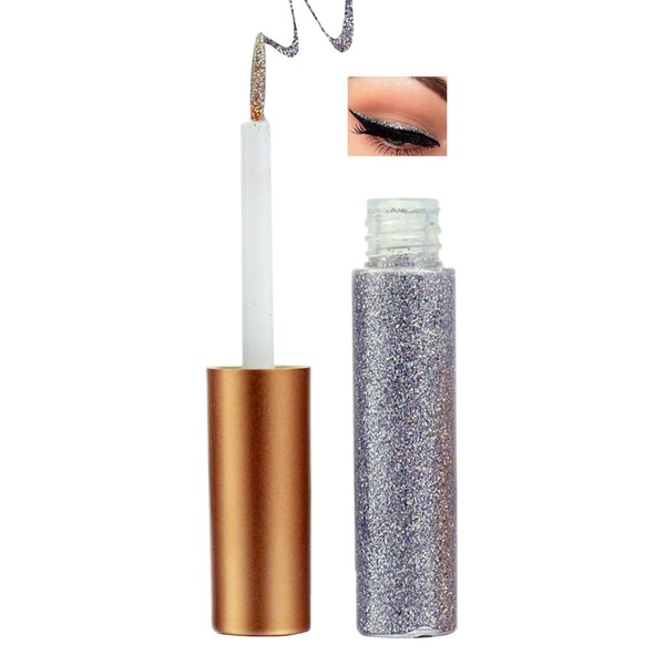 Silver Glitter Liquid Eyeliner – Waterproof Long-Lasting Shimmer Eyeliner with