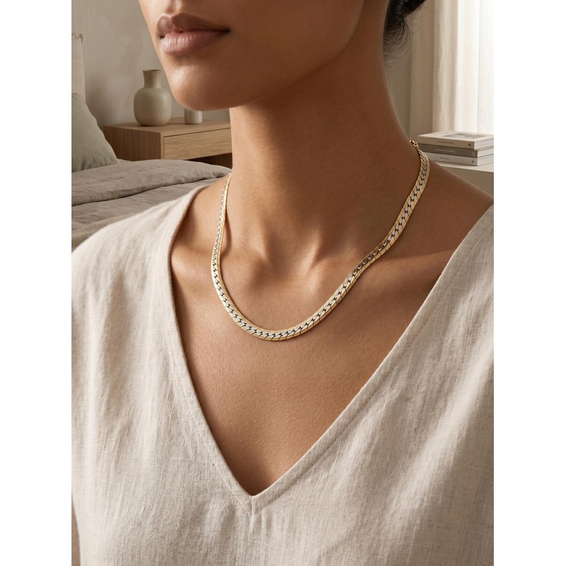 Fimhut Men's 5mm Cuban Link Chain Necklace, S925 Silver Plated