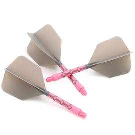 CUESOUL ROST T19 Integrated Shaft Flight Big Wing Shape, Two-tone, Gray Flight + Pink Shaft, Large, Set of 3 (CS-AK5711-5L)