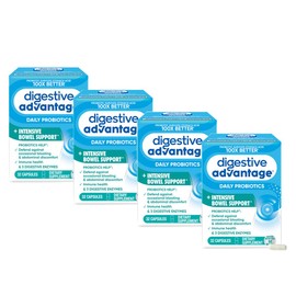Digestive Advantage Intensive Bowel Support Probiotic Defends Against Gas & Bloating, 32 Count Capsules (4 Pack)