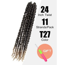 KAVSORAPI Passion Twist Crochet Hair 24 Inch Pre Twisted Crochet Braids Long Pre looped Crochet Twist 8 Packs (T27/Ombre Honey Blonde)