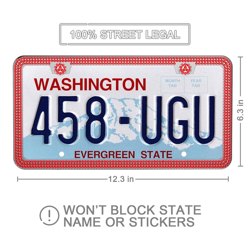 SHARE&CARE Bling License Plate Frame, Crystal License Plate Cover, Car