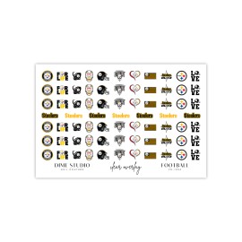DXH NAIL CO Pittsburg Steelers Football Nail Decals Clear Waterslide Overlay