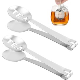 Cozioz 2-Pack Stainless Steel Tea Bag Squeezer & Tea Spoon Set – Multi-Function Tea Tongs, Strainer Clip, and Tea Accessories for Loose Tea, Ice Cubes, and Sugar