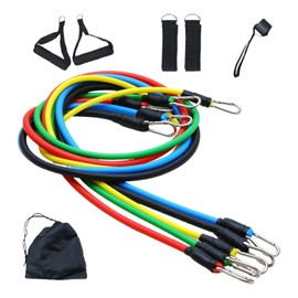 Exercise Bands - Home Fitness Equipment Set of 11 | Heavy Exercise Bands with Handles, Home Gym Workout, for Men Women