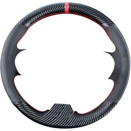 Carkooler DIY Stitching Carbon Fiber Steering Wheel Cover for Honda Civic 9th Generation 2012 2013 2014 2015 13.5-14.5 inches Black Microfiber Leather Interior Accessories