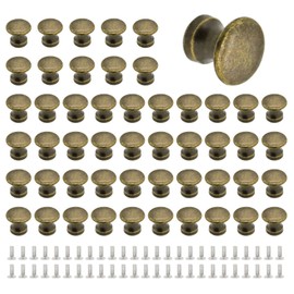 Asamuyu 50 Pcs Mini Vintage Cabinet Drawer Pull Handles, Vintage Style, for Gift Case Drawer Box Cabinet Cupboard Pull Handle (11.5*10.5MM)